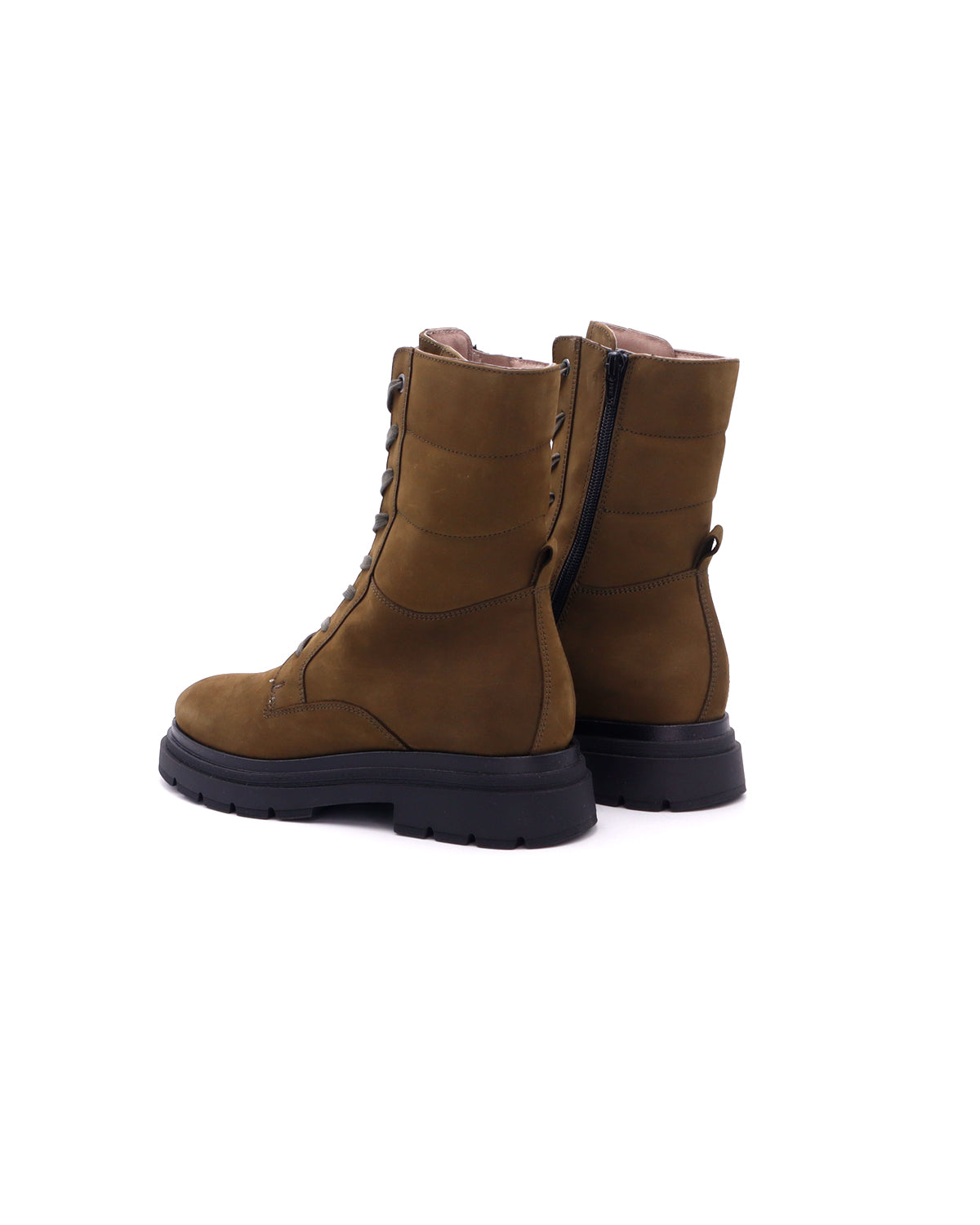 BROOKLYN - Tronchetti in pelle con gambale imbottito - Verde Militare