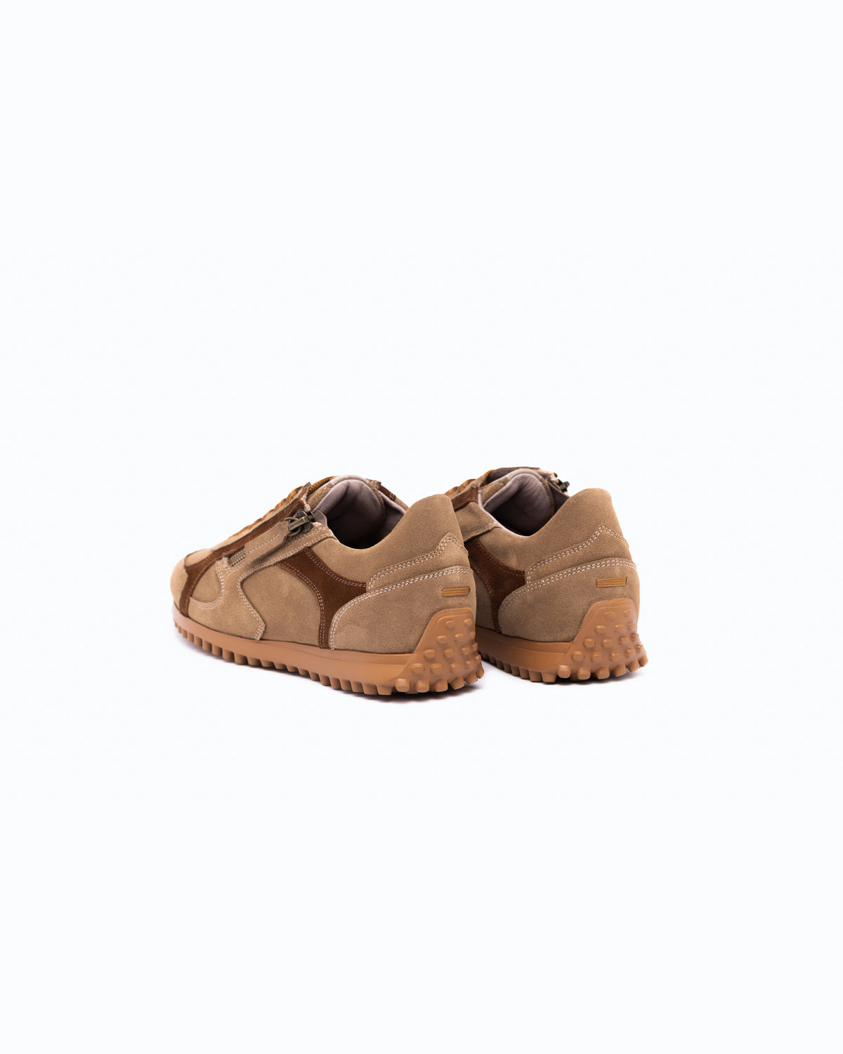 SANTIAGO - Baskets en velours - Beige et Chocolat