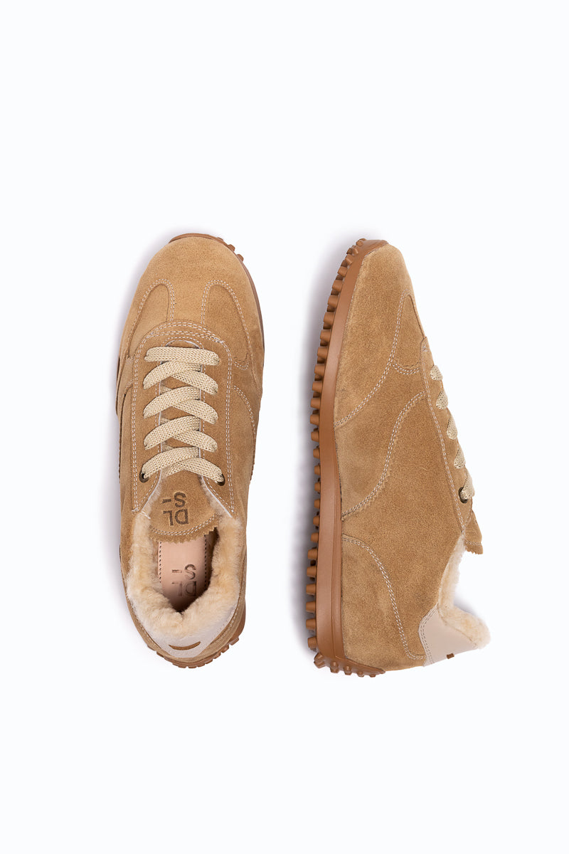 SANTIAGO - Baskets en velours - Beige et Miel