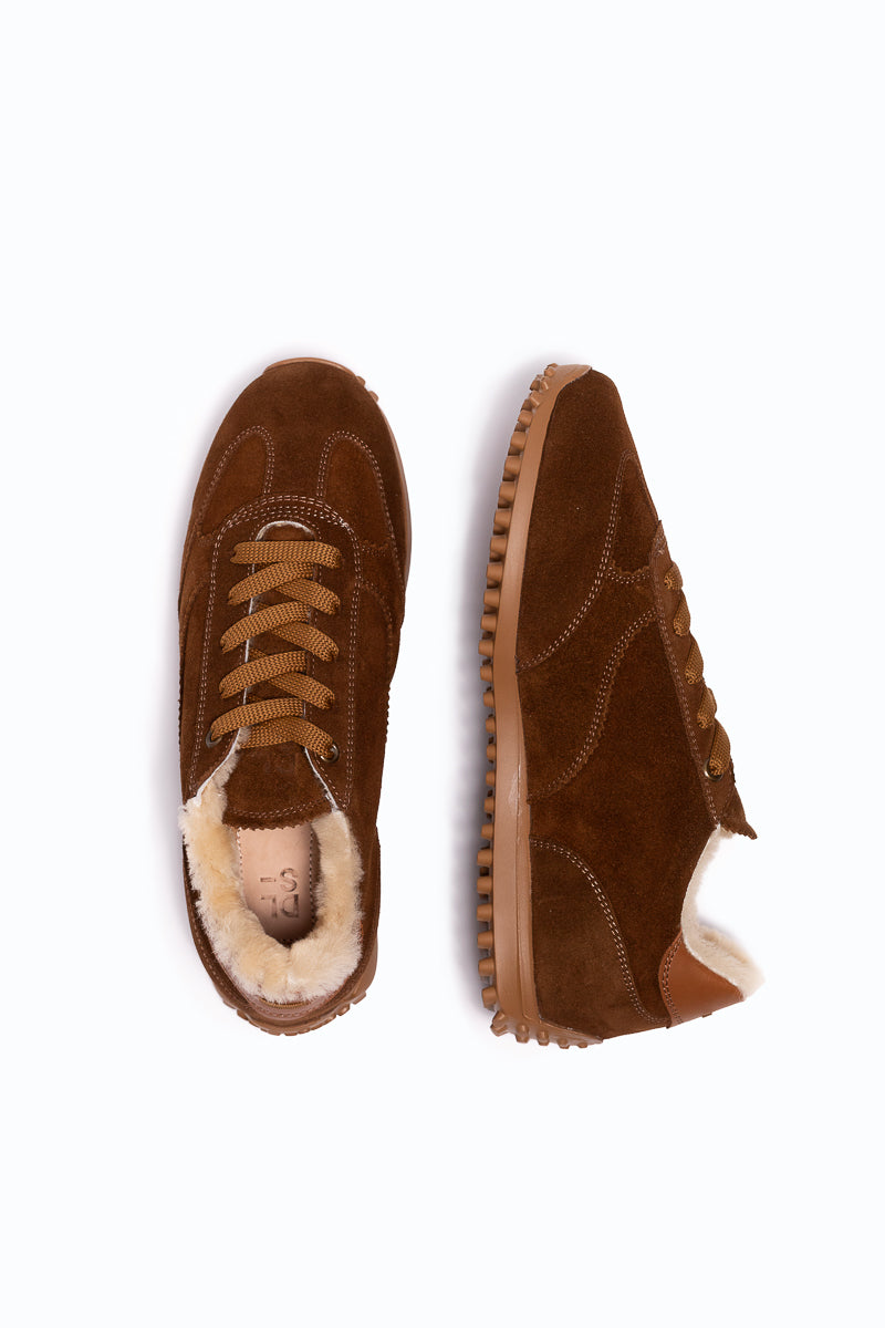 SANTIAGO - Velour sneakers - Burnt and Honey
