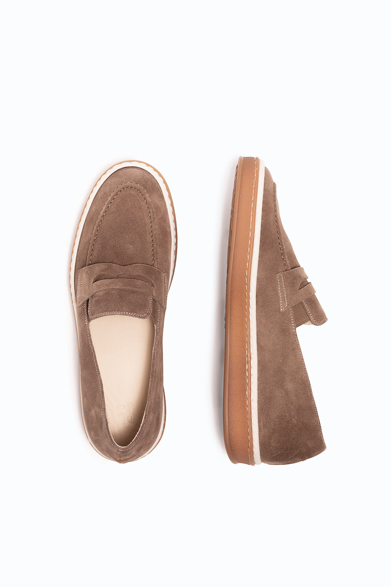 SANTIAGO - Mocassin en velours - Sable