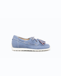 SANTIAGO - Mocassin en velours - Bleu clair