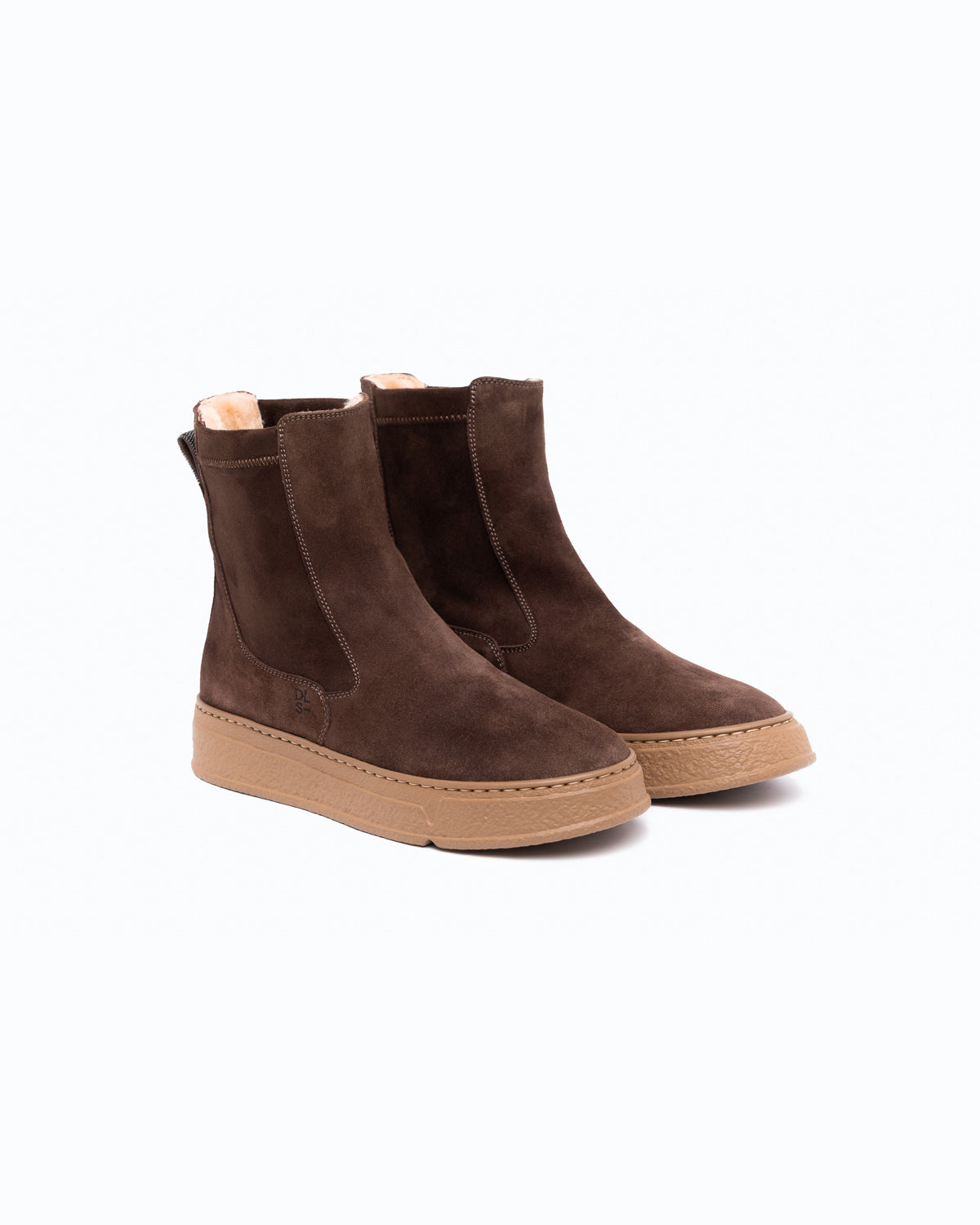 QUEBEC - Velour and sheepskin ankle boot - Chocolate