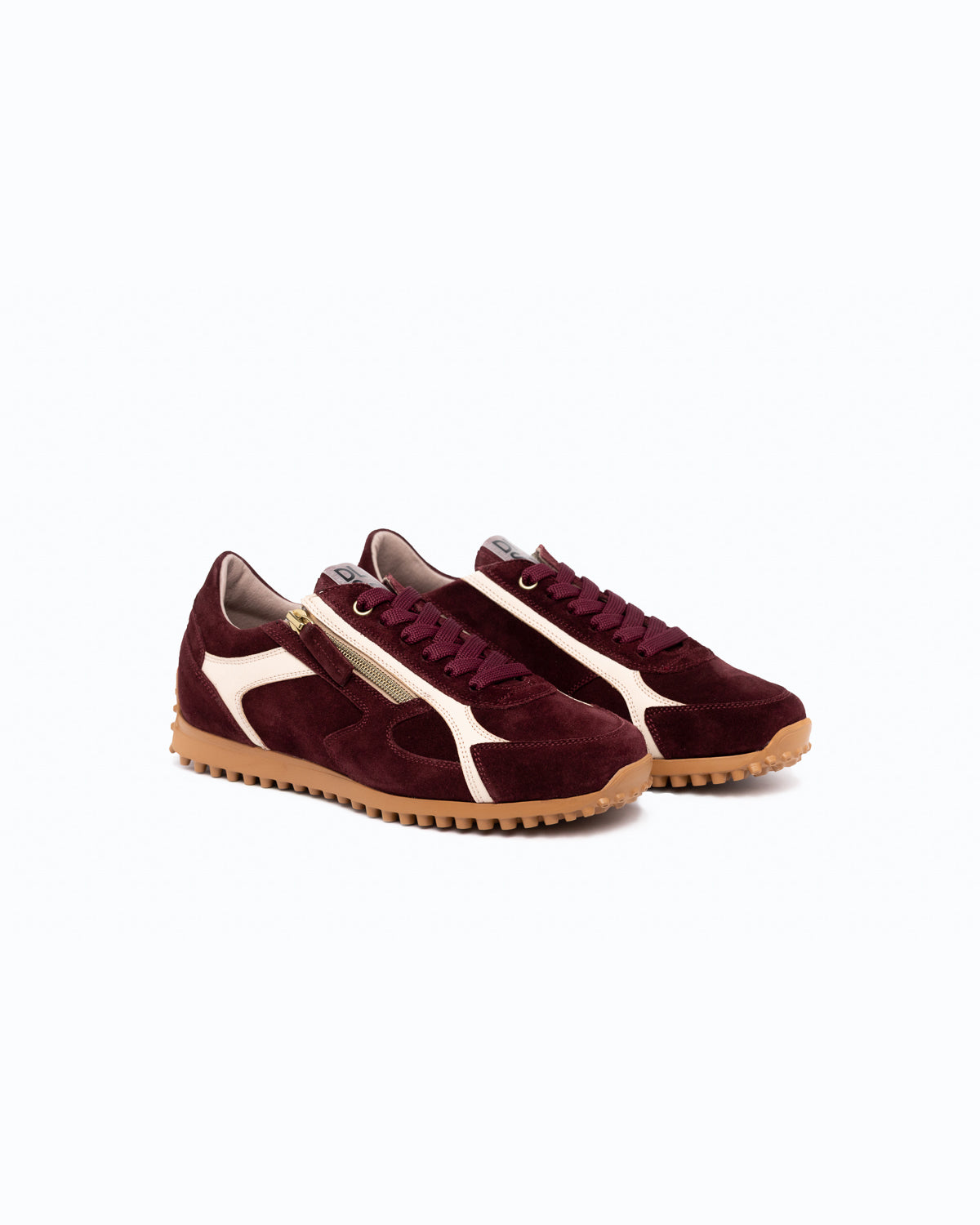 SANTIAGO - Velour sneakers - Ruby and Cream