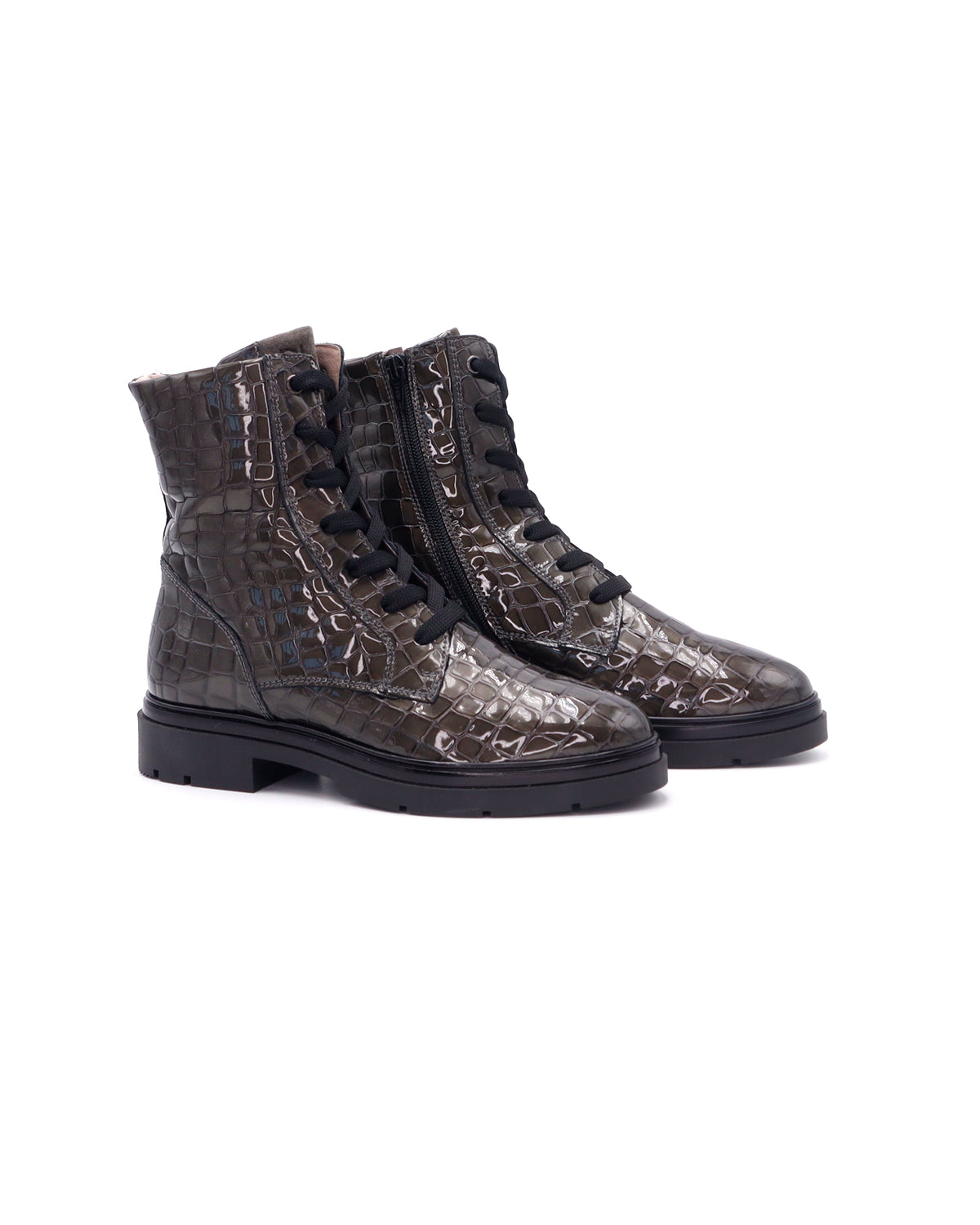 BROOKLYN - Leather ankle boots with padded shaft - Black