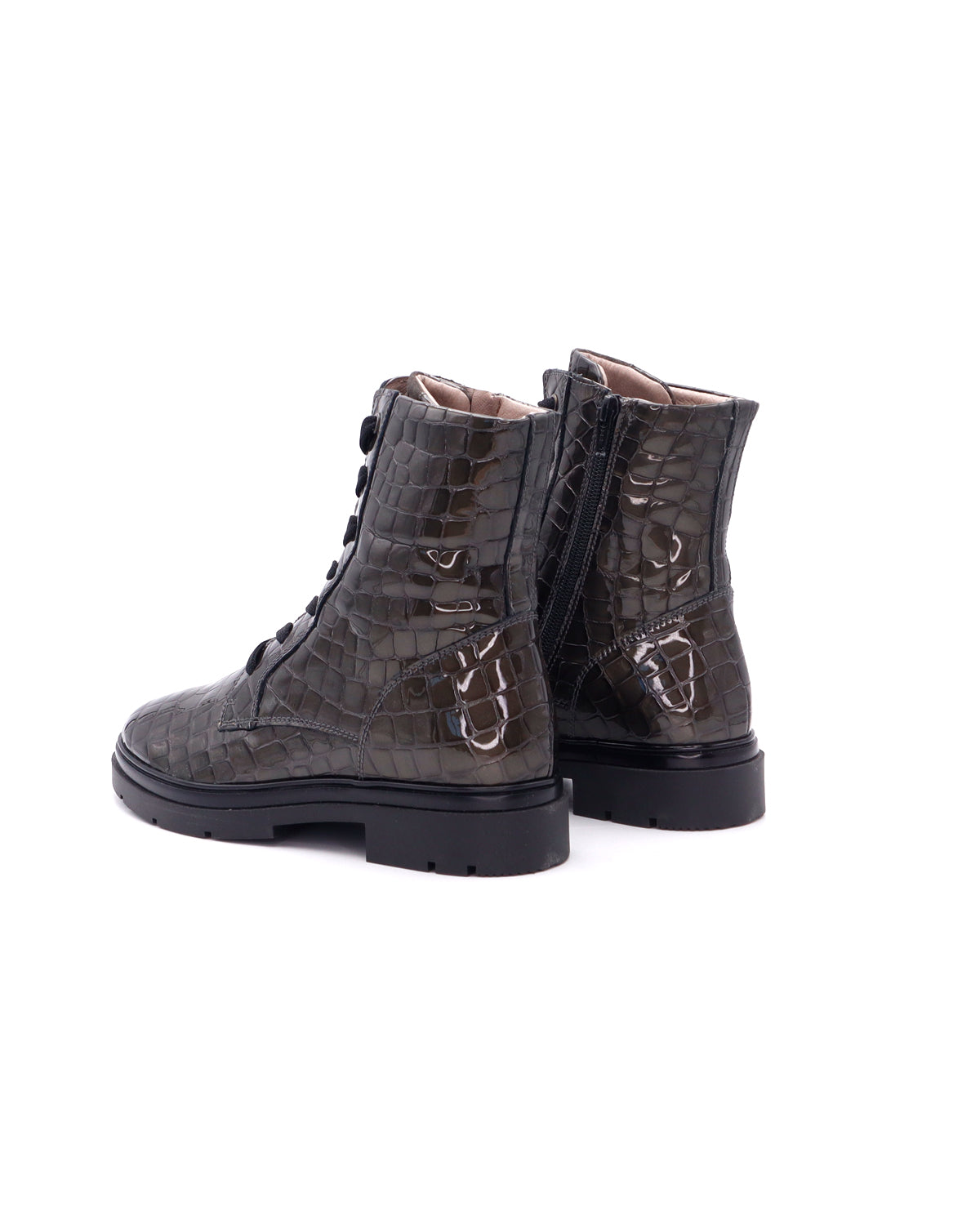 BROOKLYN - Leather ankle boots with padded shaft - Black