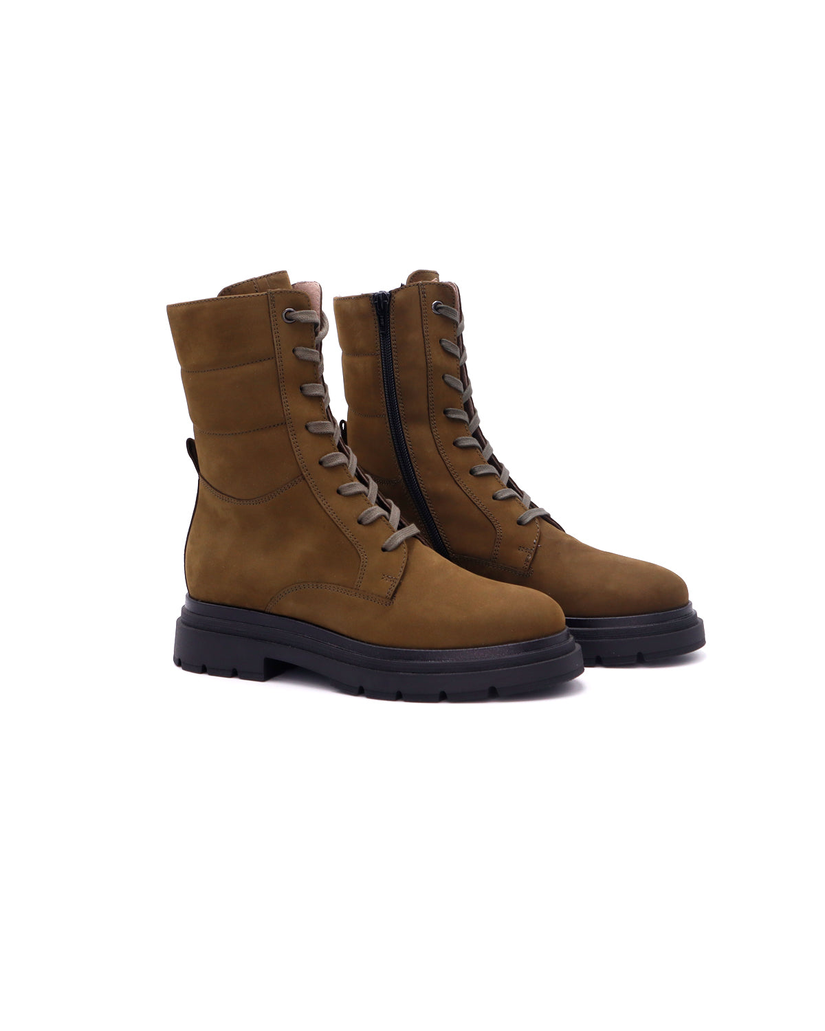 BROOKLYN - Tronchetti in pelle con gambale imbottito - Verde Militare