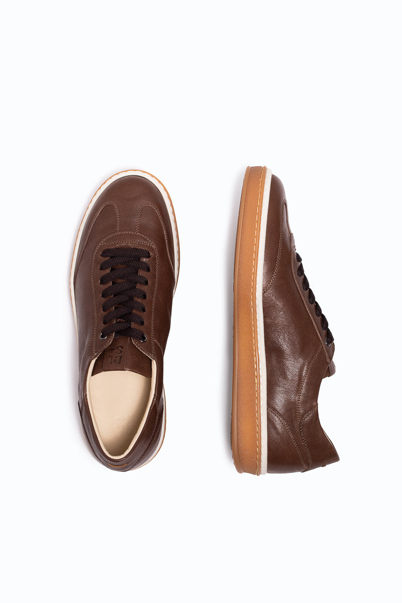 SANTIAGO - Baskets en cuir - Chocolat