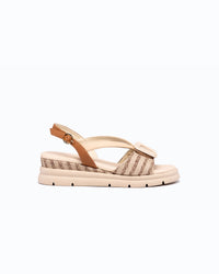 CAMARGUE - Striped cotton sandal - Beige