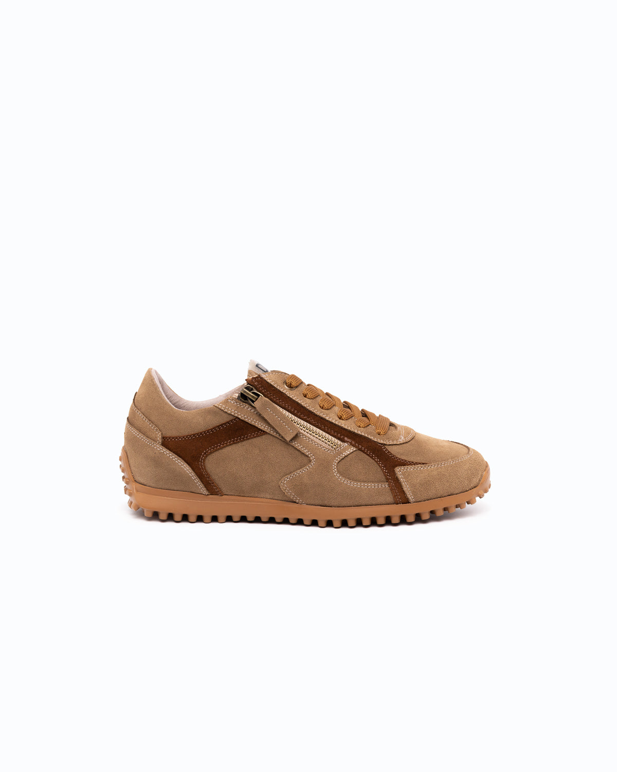 SANTIAGO - Baskets en velours - Beige et Chocolat