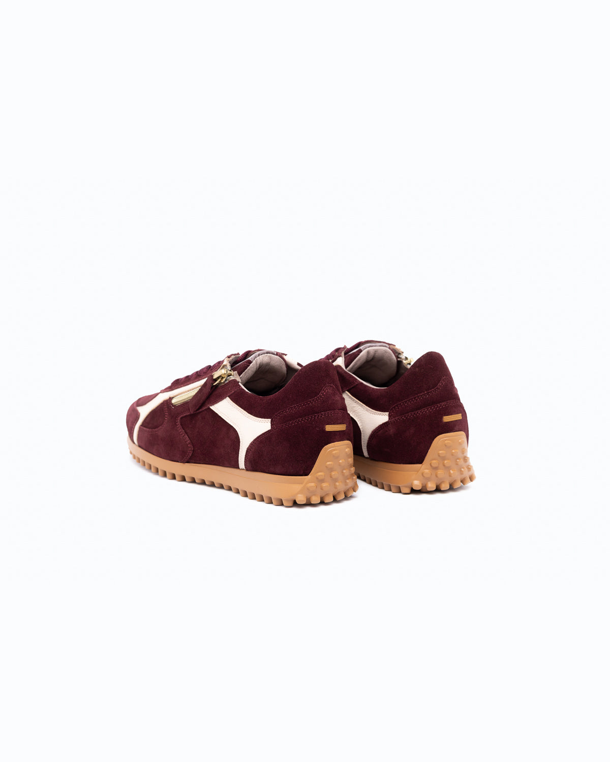 SANTIAGO - Velour sneakers - Ruby and Cream