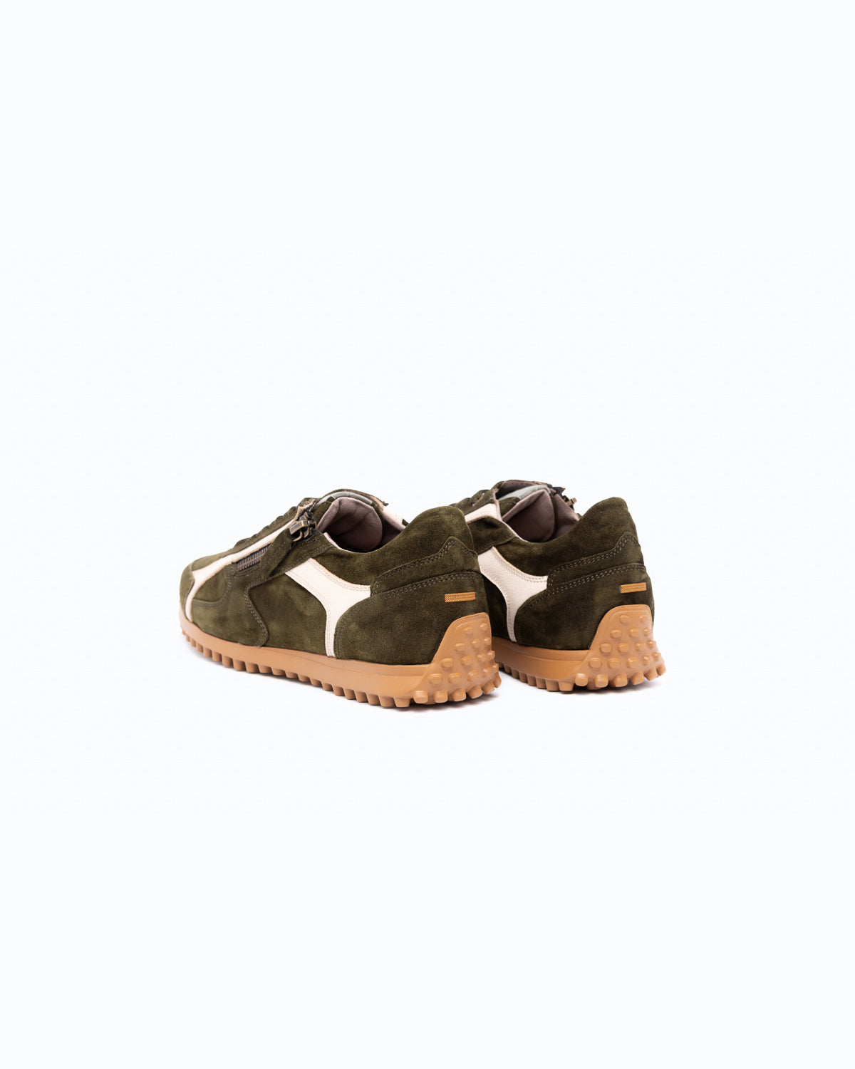 SANTIAGO - Baskets en velours - Vert et Crème