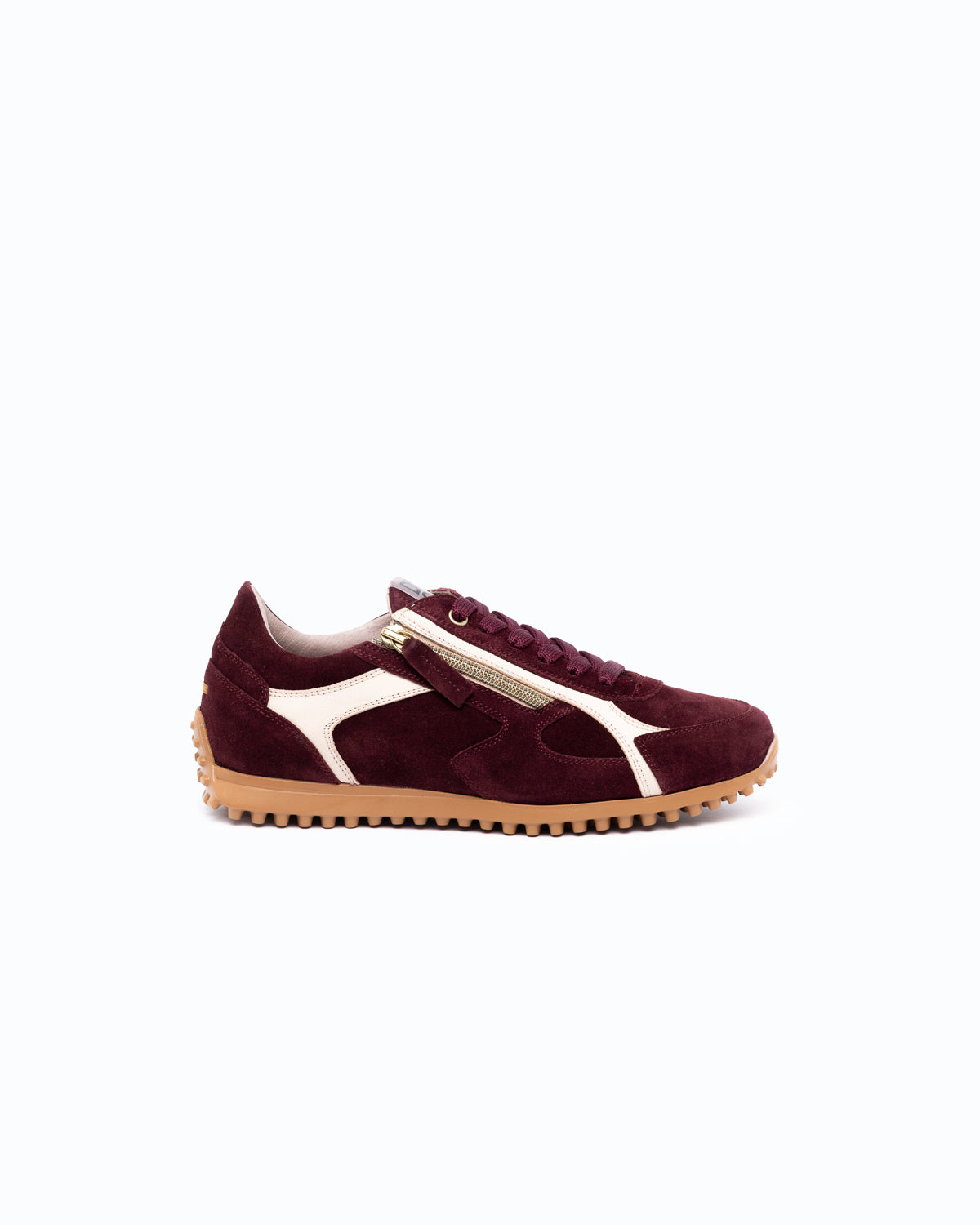 SANTIAGO - Velour sneakers - Ruby and Cream