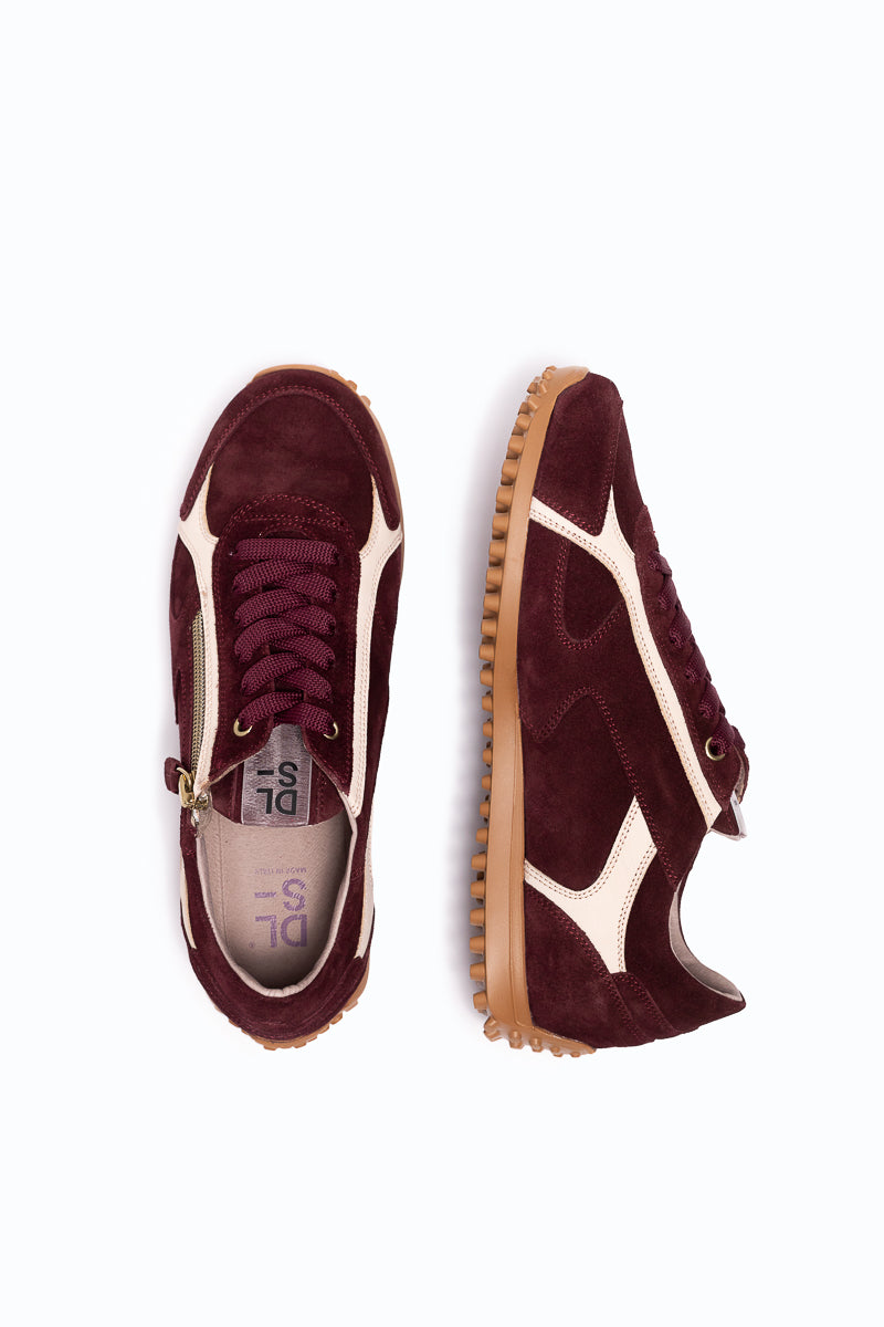 SANTIAGO - Velour sneakers - Ruby and Cream