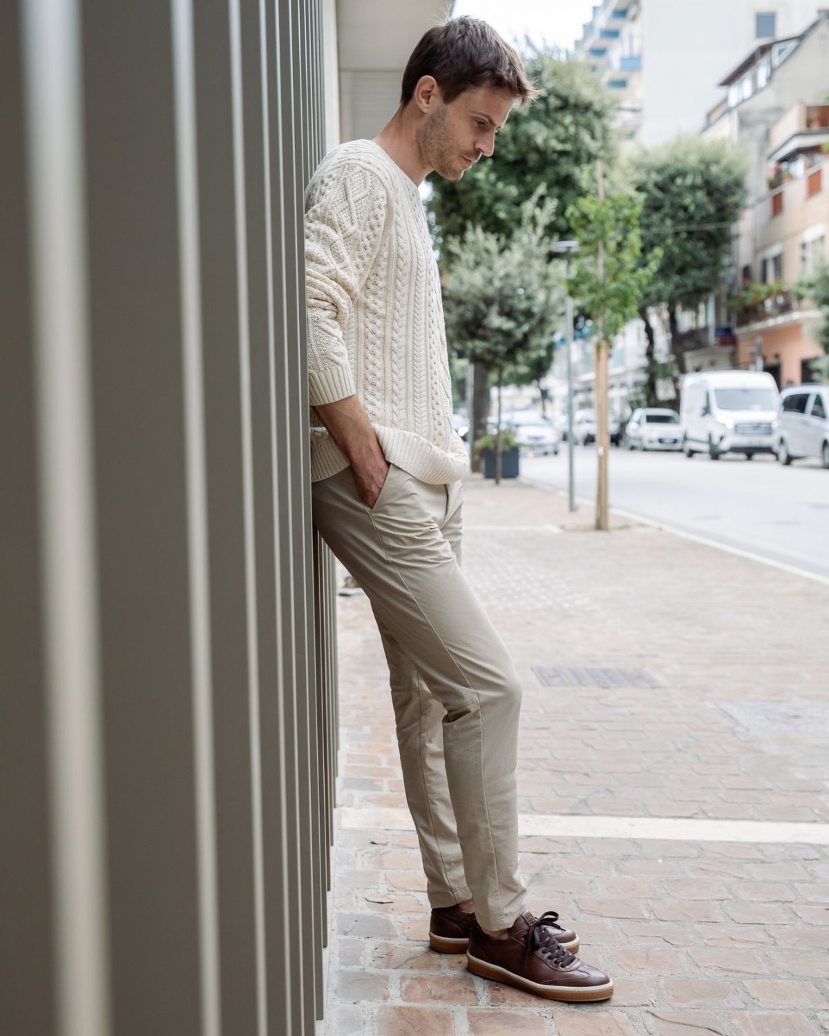 SANTIAGO - Leather sneakers - Chocolate