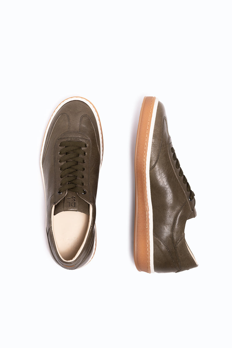 SANTIAGO - Baskets en cuir - Vert olive