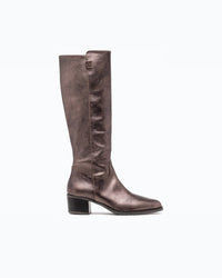 SIENA - Heeled Metallic Leather Tall Boot – Rust