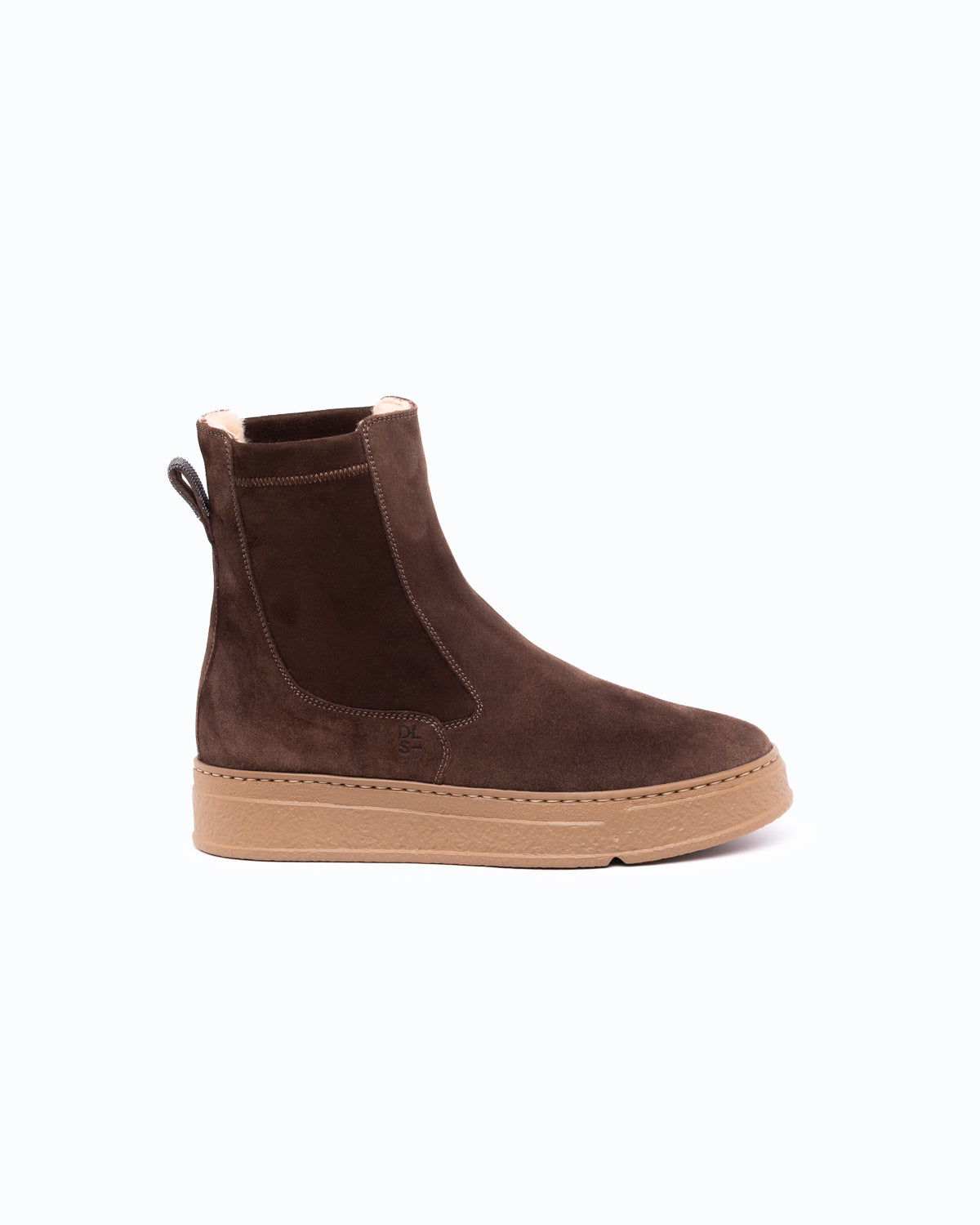 QUEBEC - Velour and sheepskin ankle boot - Chocolate