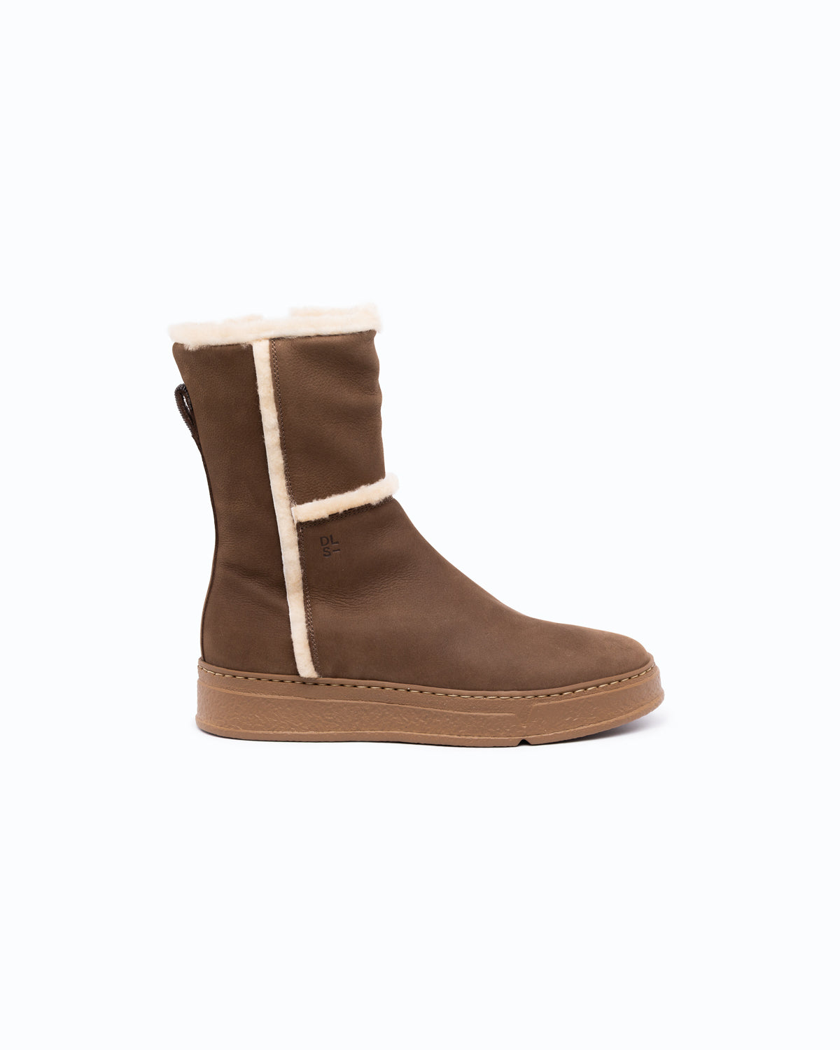 QUEBEC - Velour and sheepskin ankle boot with zip - Mud