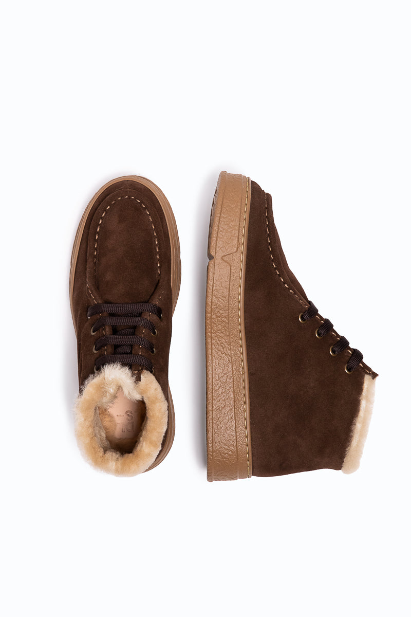QUEBEC - Suede and sheepskin Paraboot - Chocolate