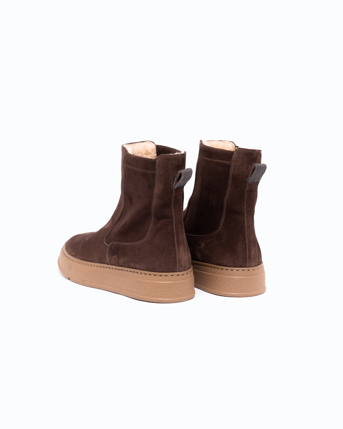 QUEBEC - Velour and sheepskin ankle boot - Chocolate