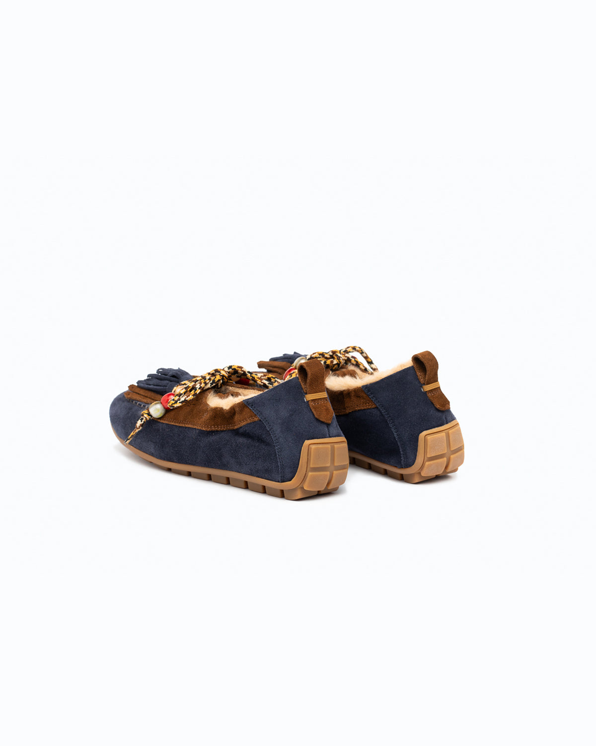 SANTIAGO FUR - Chaussure en velours - Bleu et Cacao