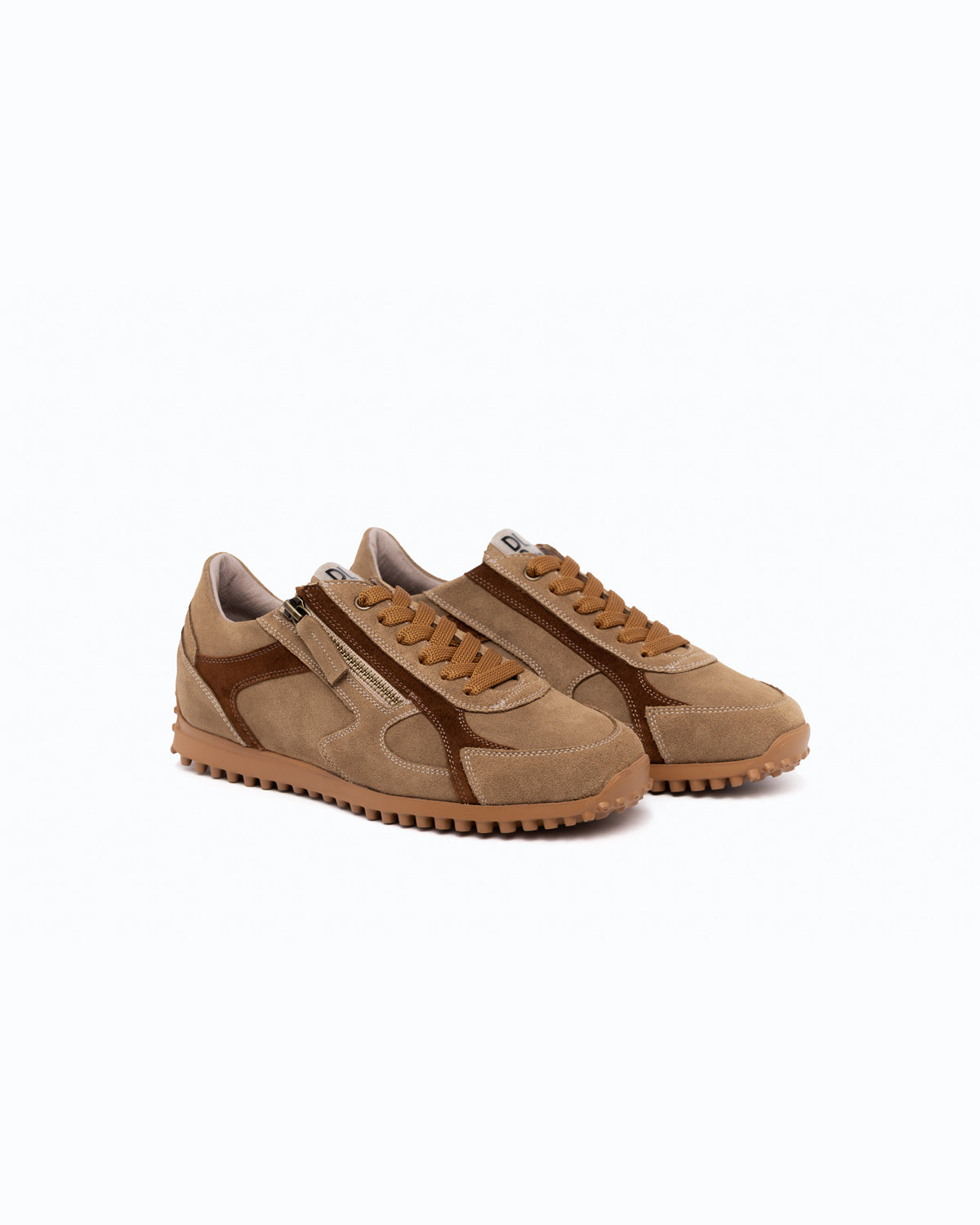 SANTIAGO - Baskets en velours - Beige et Chocolat